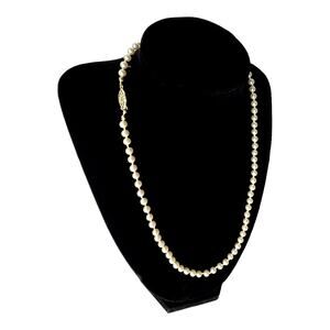 Cultured Pearl Necklace German Silver Knotted 62 Pearls 5mm Fish Hook Clasp